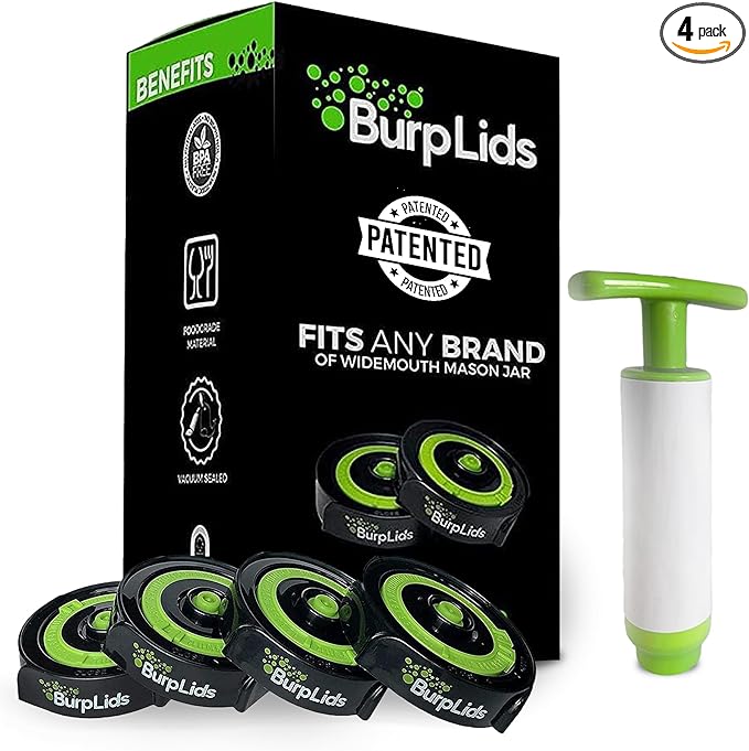 BurpLids Home Curing Kit - 4 Lids with Extraction Pump